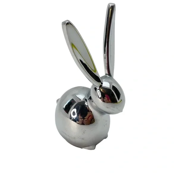 Bunny Chrome Rabbit Ring Holder Paperweight - Picture 2 of 11